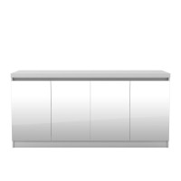 Manhattan Comfort 103652 Viennese 62.99 in. 6- Shelf Buffet Cabinet with Mirrors in White Gloss